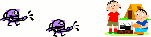 消火とバーベキューのイラスト画像