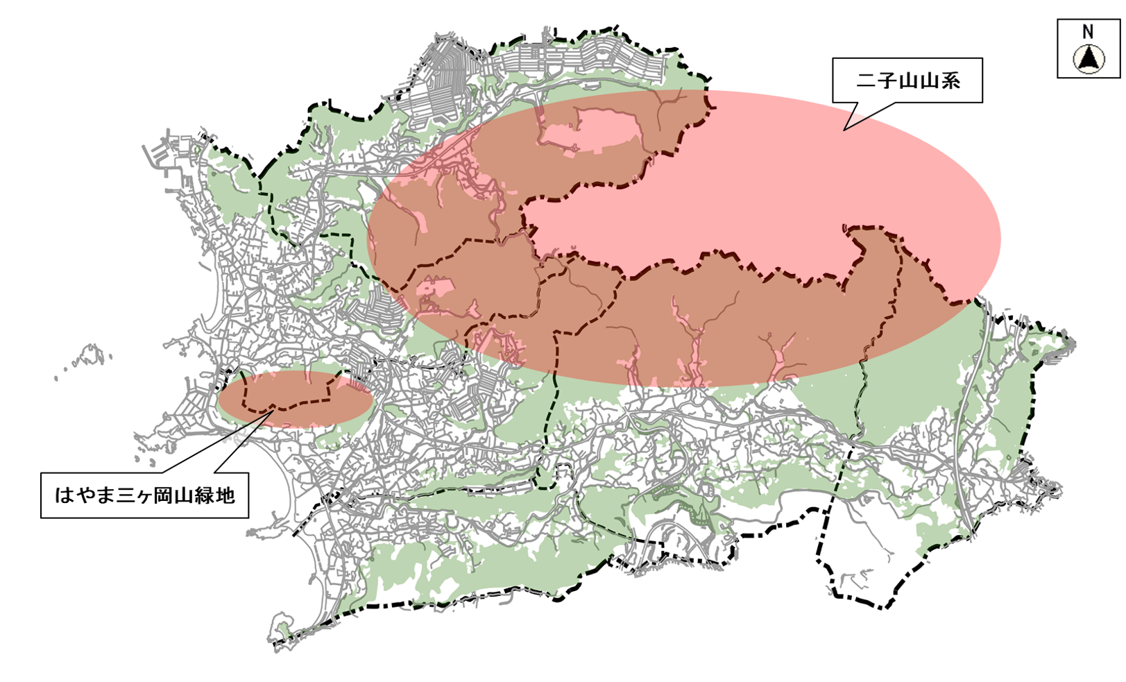 二子山山系の地図