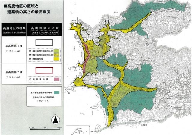 高度地区指定区域図 高度地区の区域と建築物の高さの最高限度を表した地図
