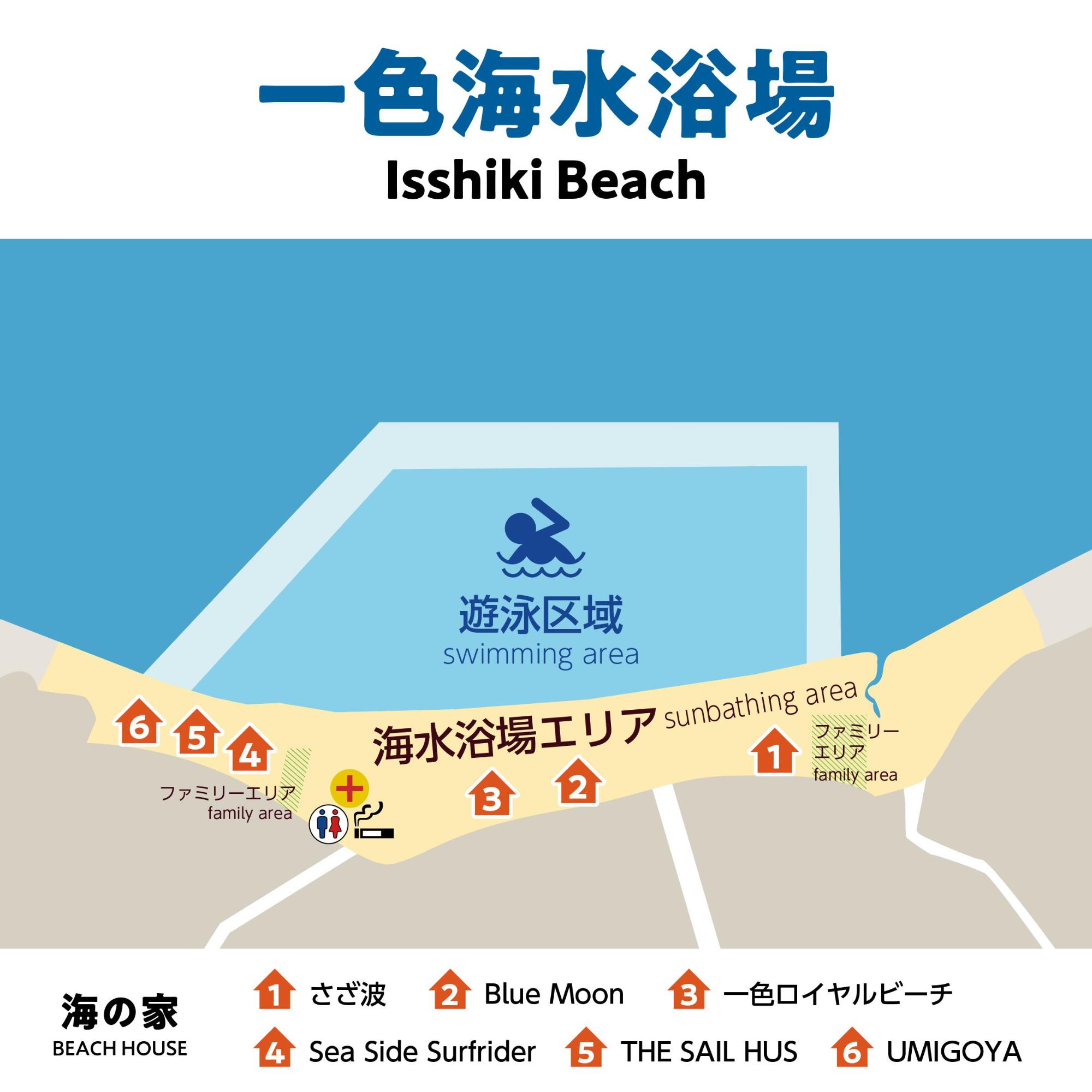 一色海水浴場の遊泳区域の地図