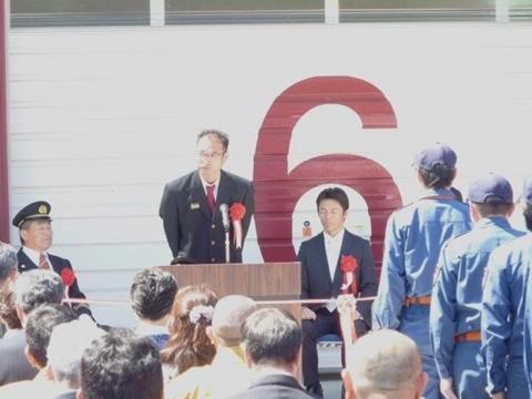 大川第6分団長があいさつをしている写真