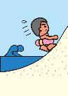 津波時に避難する画像