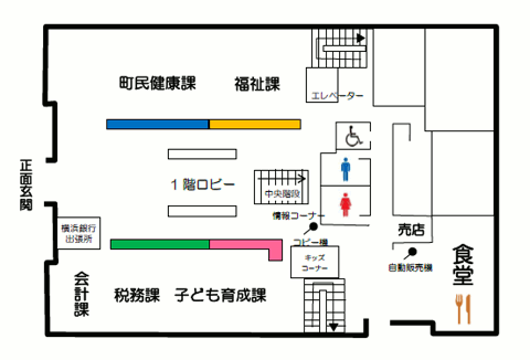 庁舎1階の見取り図イラスト