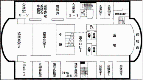 庁舎3階の見取り図イラスト