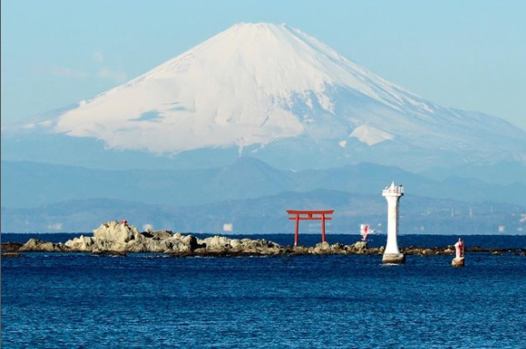 真名瀬からみた富士山