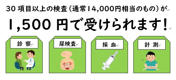 特定健診費用は1500円です